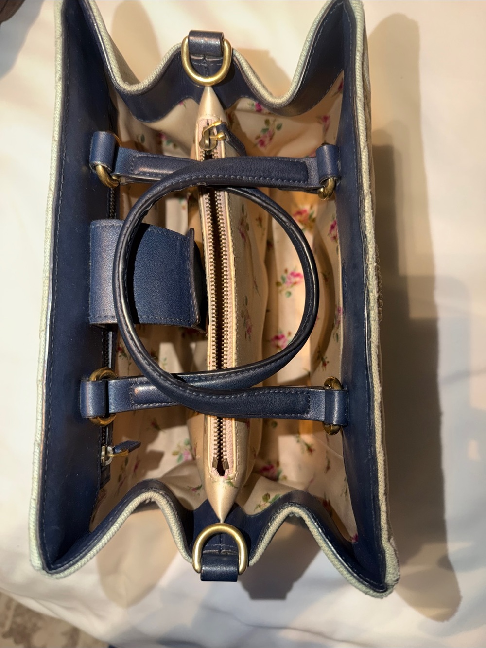 Gucci Small GG Marmont Matelassé Denim Pearl Tote Bag - Picture 13 of 16